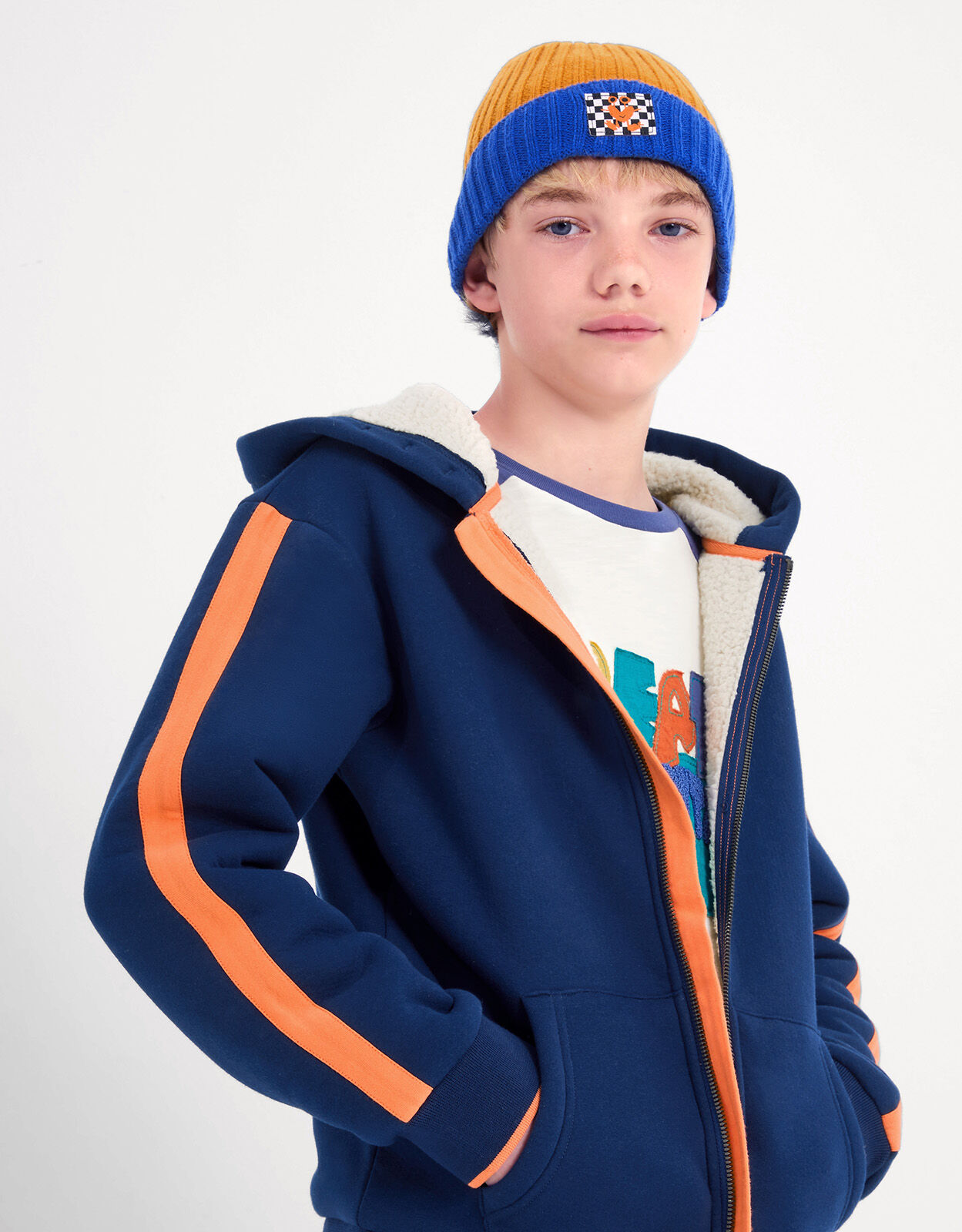 Borg lined sales zip through hoodie