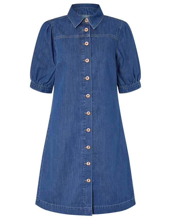 Denim Shirt Dress in Organic Cotton, Blue (DENIM BLUE), large