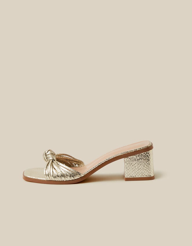 Gwen Knot Metallic Mules, Gold (GOLD), large