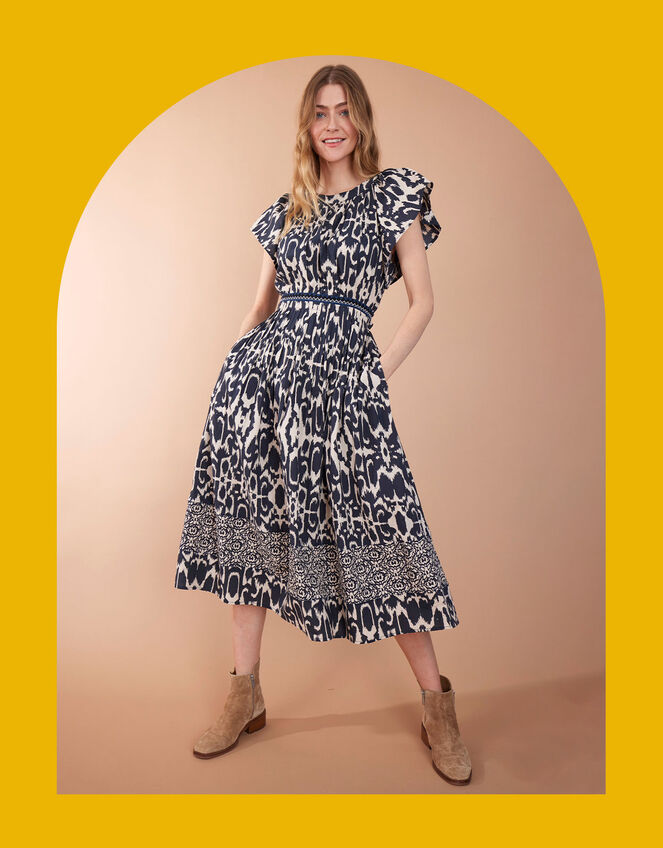 East Brenda Print Midi Dress, Blue (BLUE), large