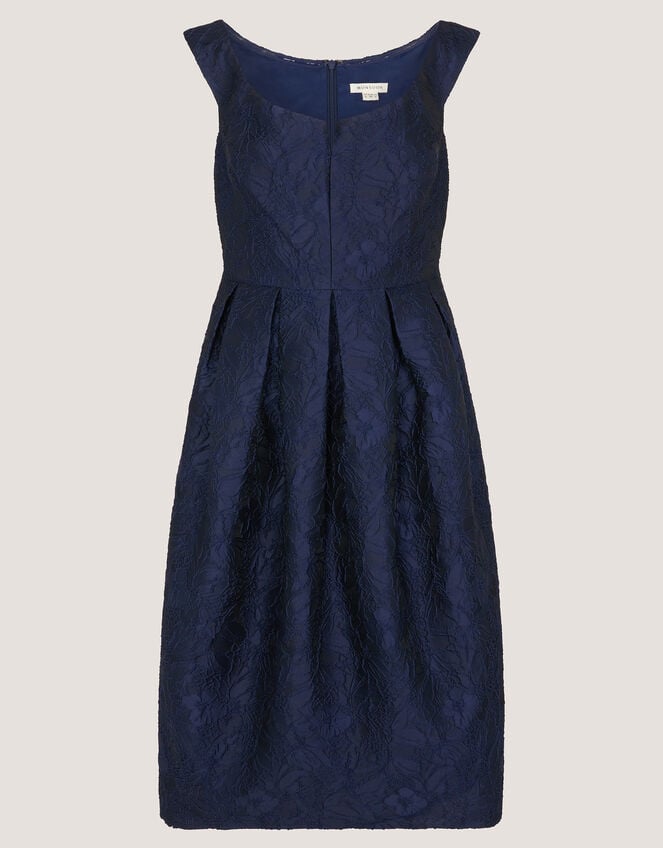 Juliana Floral Jacquard Midi Dress, Blue (NAVY), large