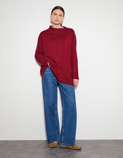 Beth Button Detail Sweater, Red (RED), large