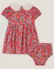 Baby Floral Puff Sleeve Dress & Briefs, Pink (PINK), large