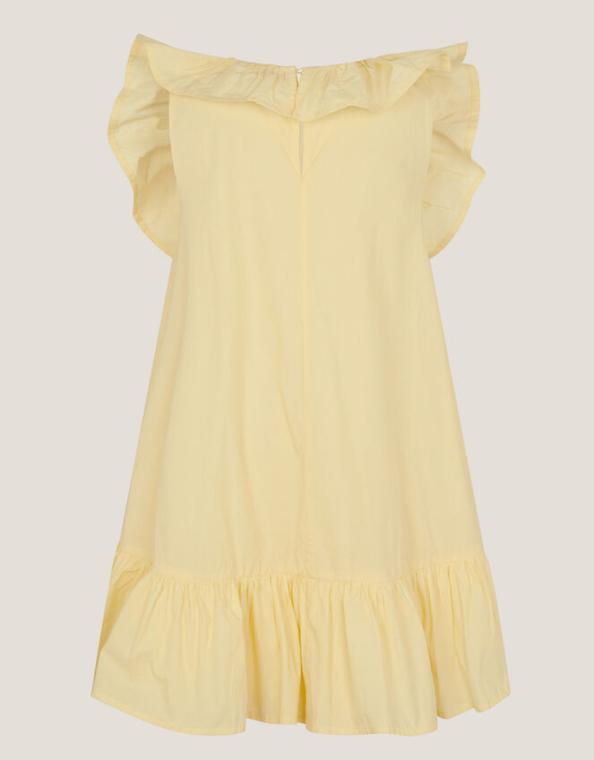 Appliqu&eacute; Flower Ruffle Dress, Yellow (YELLOW), large
