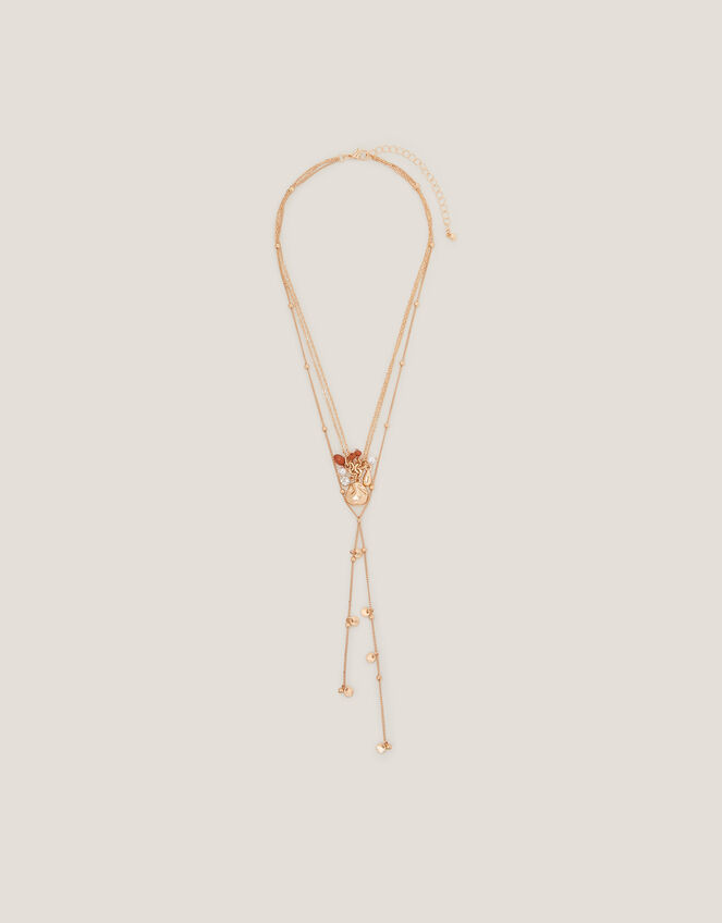 Layered Lariat Charm Necklace, , large