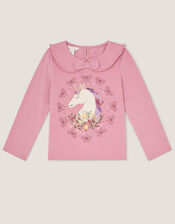 Unicorn Portrait Long Sleeve Top, Pink (PINK), large