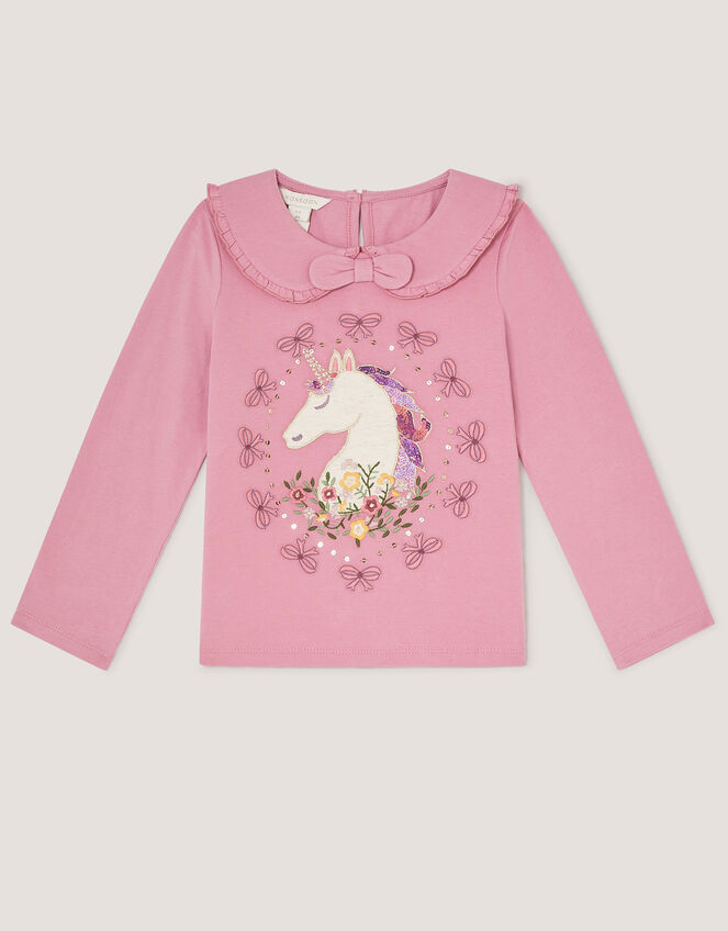 Unicorn Portrait Long Sleeve Top, Pink (PINK), large