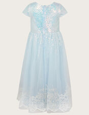 Annelise Sequin Net Dress, Blue (PALE BLUE), large