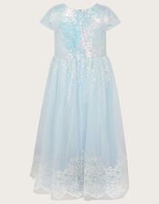Annelise Sequin Net Dress, Blue (PALE BLUE), large