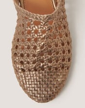 Bella Braided Leather Slipper Sandals, Gold (GOLD), large