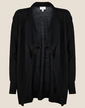 Waterfall Cardigan in Linen Blend , Black (BLACK), large