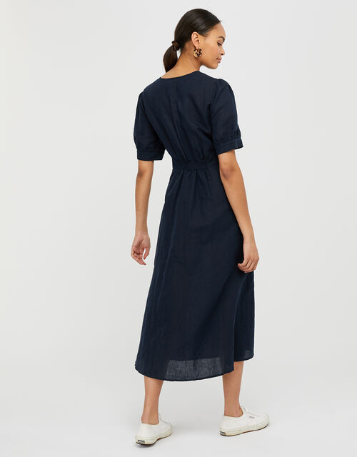 navy midi tea dress
