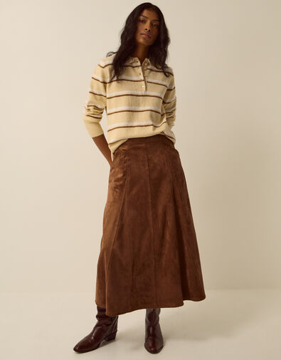 Josie Faux Suede Midi Skirt, Brown (BROWN), large