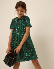 Esmeralda Sequin Collar Party Dress, Green (GREEN), large
