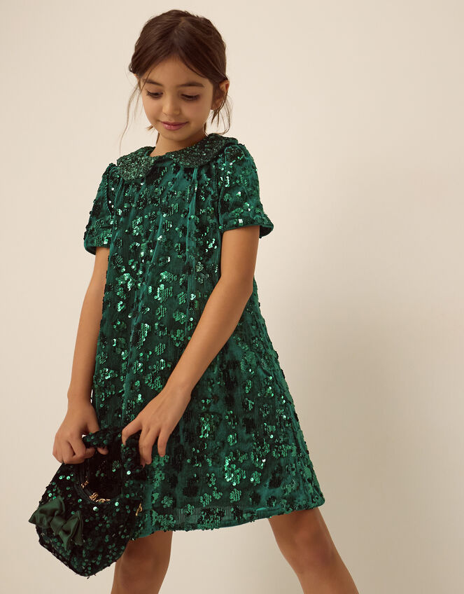 Esmeralda Sequin Collar Party Dress, Green (GREEN), large