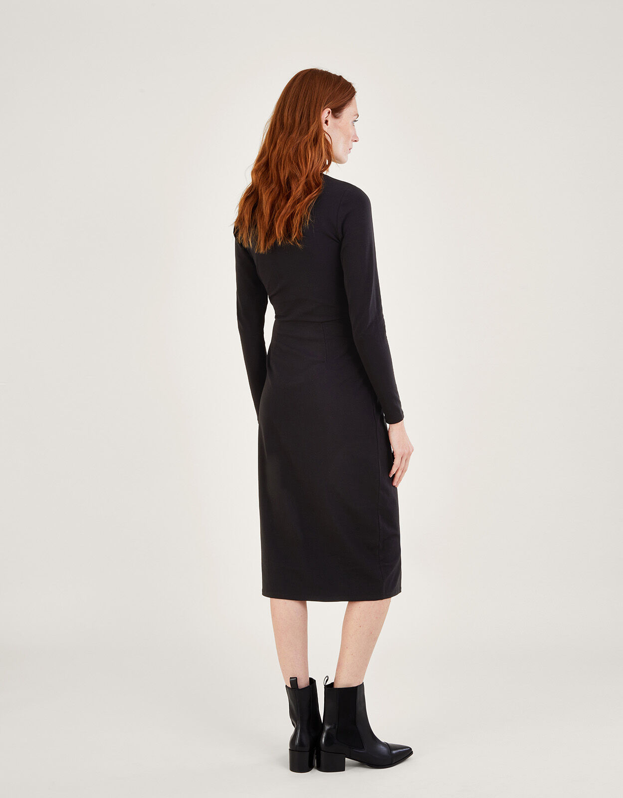 Black jersey midi dress 2025 with sleeves