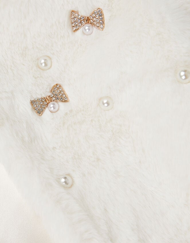 Embellished Faux Fur Coat, Ivory (IVORY), large