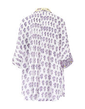 East Aoki Oversized Woodblock Shirt, Purple (LILAC), large