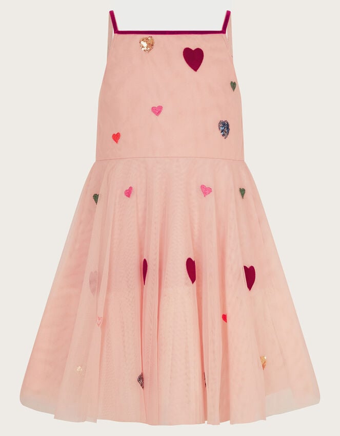 Strappy Applique Heart Dress, Pink (PINK), large