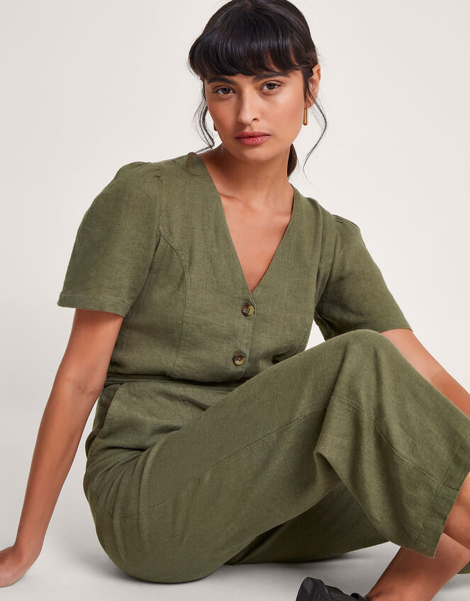 Azalea Tie Jumpsuit, Green (KHAKI), large