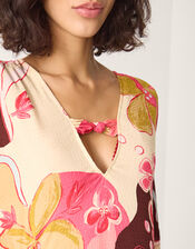 Iris Floral Print Maxi Kaftan, Orange (CORAL), large