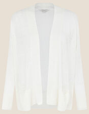 Lily Pocket Cardigan in Pure Linen, Ivory (IVORY), large
