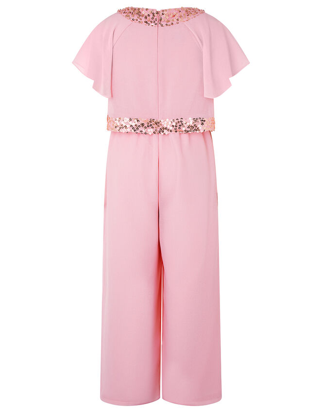 Megan Sequin Wide-Leg Jumpsuit, Pink (DUSKY PINK), large