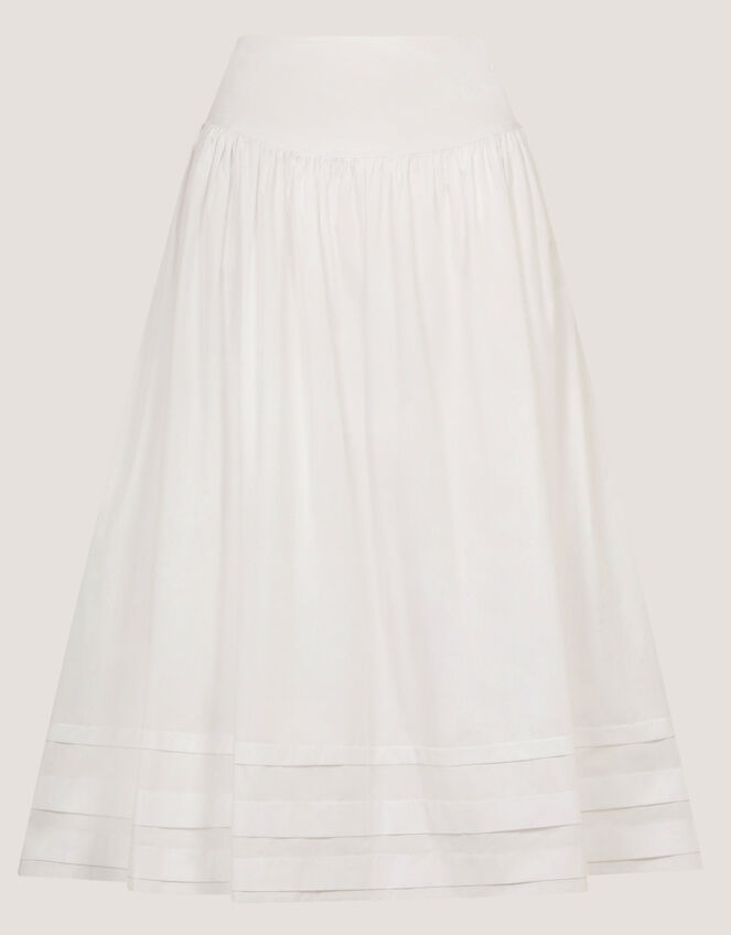 Nicole Cotton Midi Skirt, White (WHITE), large