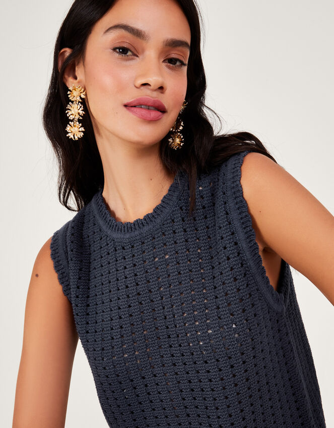 Stitch Knit Tank Top, Blue (NAVY), large