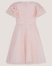 Oelene Floral Embroidered Skater Dress, Pink (PINK), large