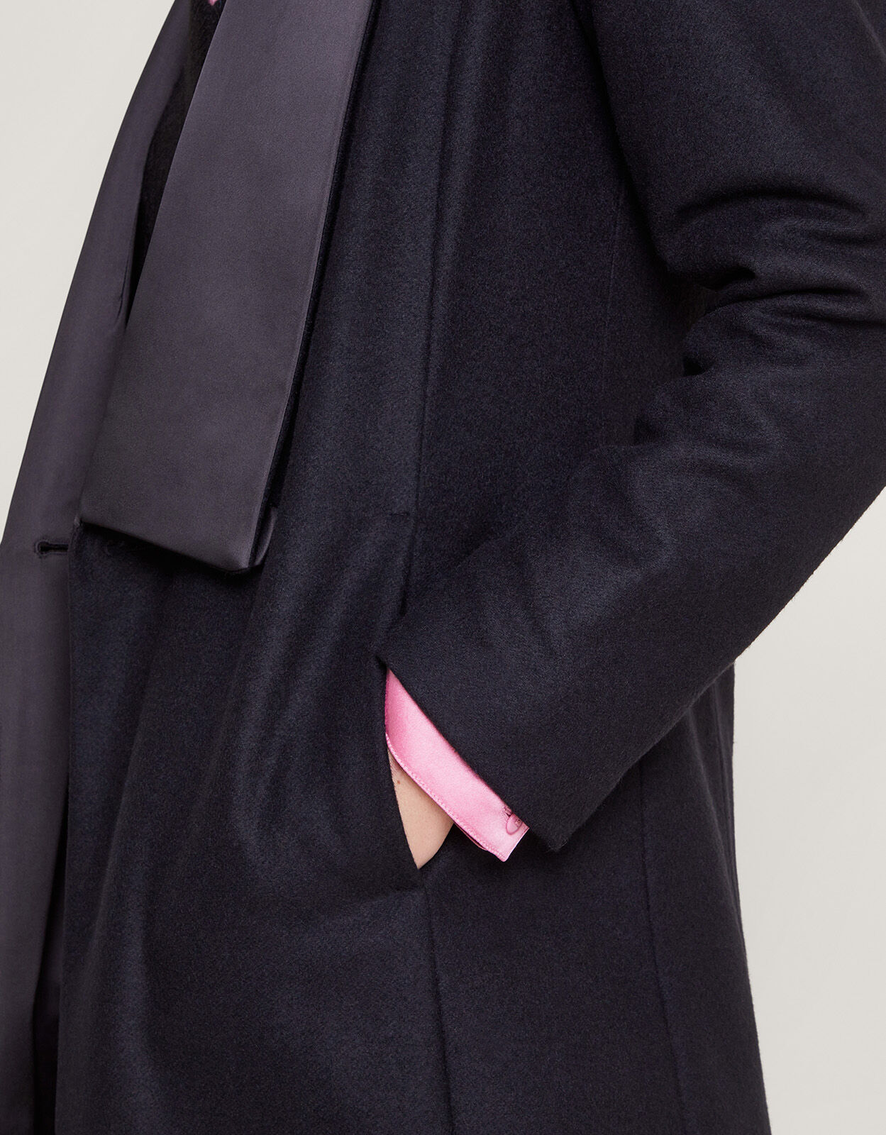 Tallulah Wool Rich Long Tuxedo Coat Black Women s Coats