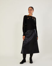 Star Beaded Badge Jumper with LENZING™ ECOVERO™, Black (BLACK), large