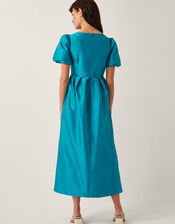Sandra Puff Sleeve Midi Dress, Teal (TEAL), large