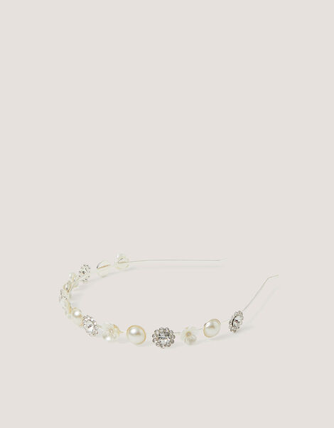 Flower Jewel Metal Headband, , large