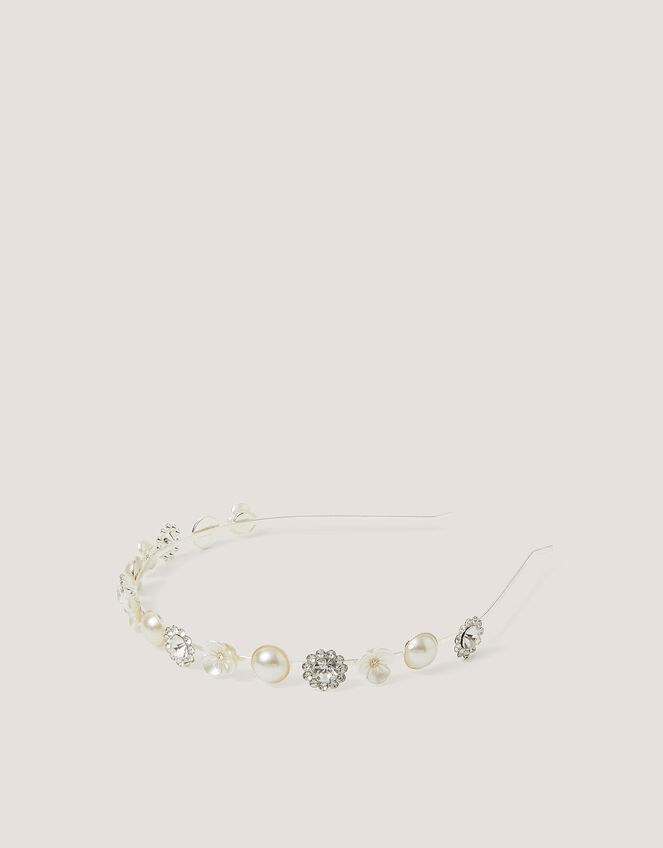 Flower Jewel Metal Headband, , large