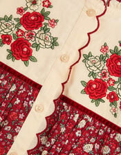 Ditsy Floral Embroidered Blouse, Red (BURGUNDY), large