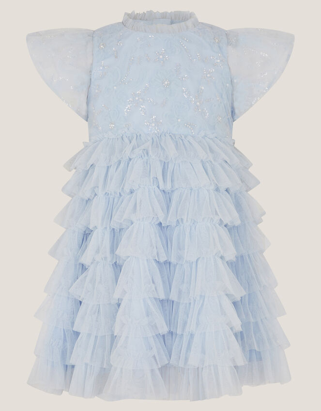 Baby Shikha Embellished Frill Dress, Blue (PALE BLUE), large