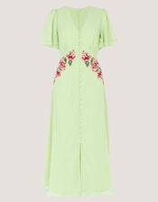Coraline Floral Embroidered Midi Dress, Green (SAGE), large