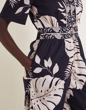 Petra Palm Print Jumpsuit, Black (BLACK), large