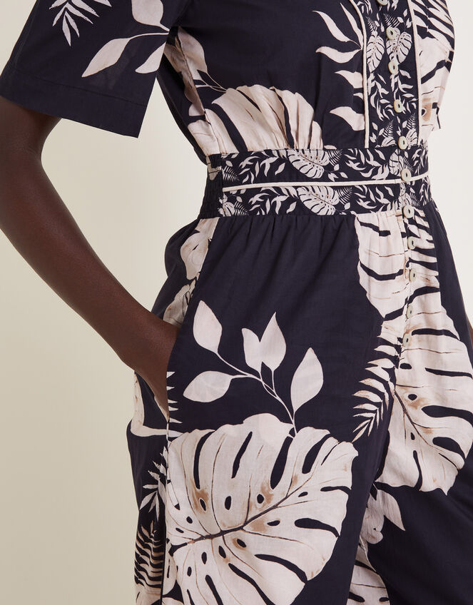 Petra Palm Print Jumpsuit, Black (BLACK), large