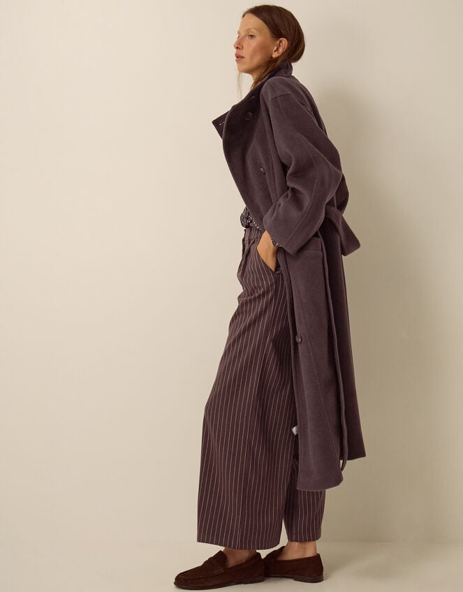 Millie Funnel Neck Belted Coat, Brown (CHOCOLATE), large