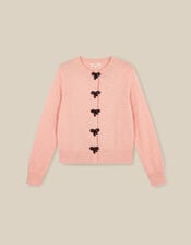 Bonny Beaded Bow Cardigan, Pink (BLUSH), large