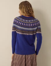 Fran Fair Isle Crew Neck Jumper, Blue (COBALT), large