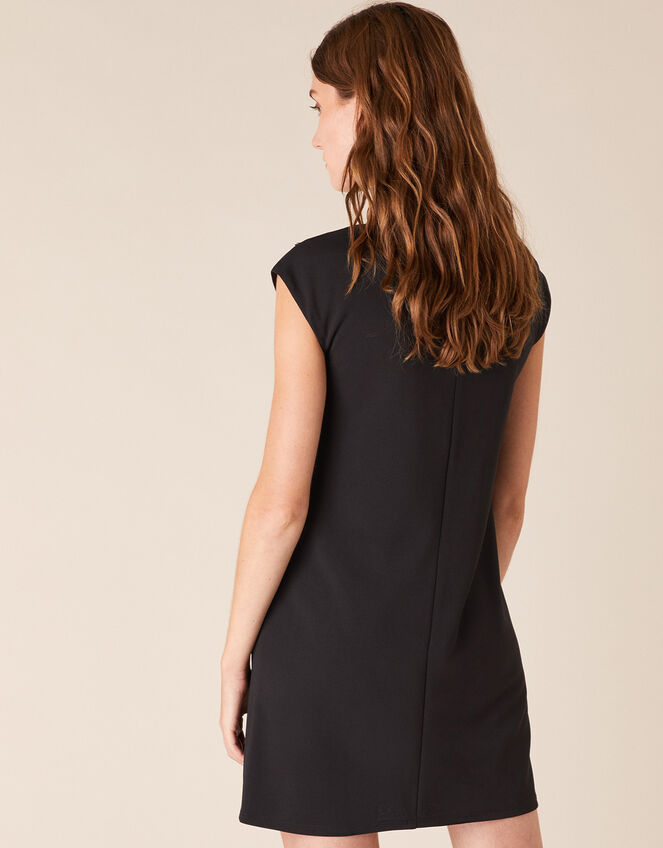Betty Gem Brooch Stretch Short Dress, Black (BLACK), large