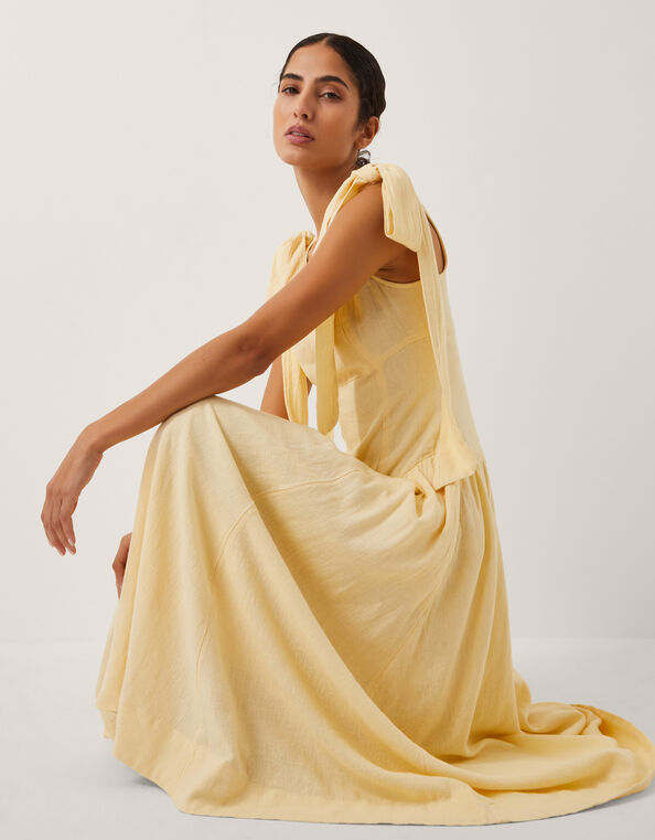 The India Edit Isabelle Drop Waist Maxi Dress, Yellow (YELLOW), large