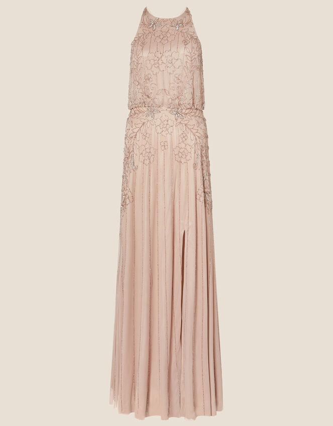 Embellished Maxi Dress in Recycled Polyester, Pink (PINK), large
