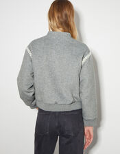 Elodie Stitch Bomber Jacket, Gray (GREY), large