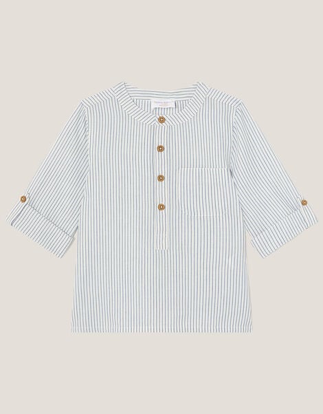 Stripe Cotton Shirt, Ivory (IVORY), large