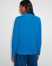 Cara Collar Cashmere Sweater, Blue (BLUE), large