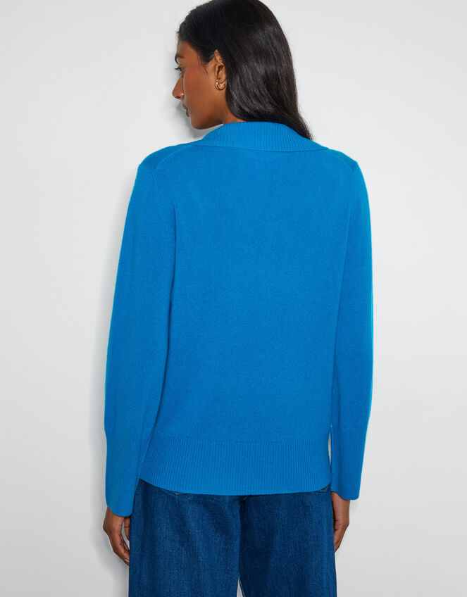 Cara Collar Cashmere Sweater, Blue (BLUE), large